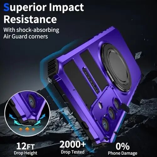 IYTRRYH Magnetic Stand Case for Samsung Galaxy S24 Plus Wireless Charging | S24+ Phone Case Compatible with MagSafe,with Screen Protector,Built-in 360° Kickstand,Shockproof Heavy Duty Protection,Purple - 5