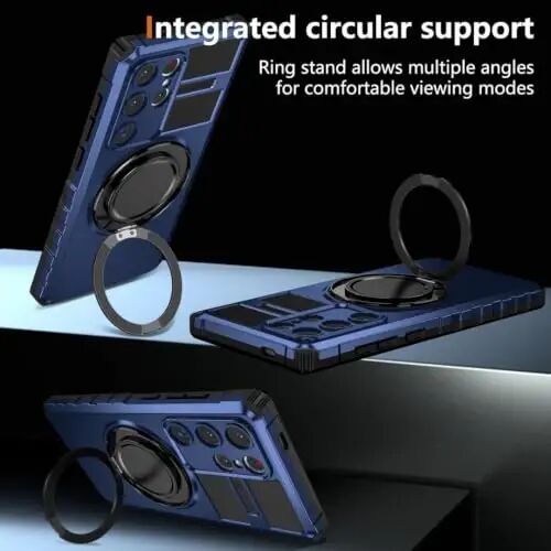 IYTRRYH Magnetic Stand Case for Samsung Galaxy S24 Ultra Wireless Charging | S24 Ultra Phone Case Compatible with MagSafe,with Screen Protector,with 360° Kickstand,Shockproof Heavy Duty Protection,Blue - 5