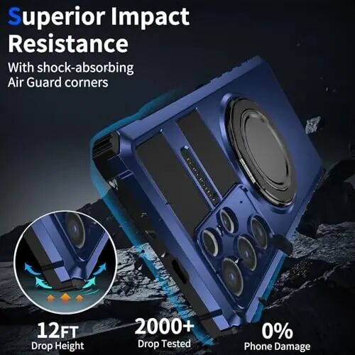 IYTRRYH Magnetic Stand Case for Samsung Galaxy S24 Ultra Wireless Charging | S24 Ultra Phone Case Compatible with MagSafe,with Screen Protector,with 360° Kickstand,Shockproof Heavy Duty Protection,Blue - 6