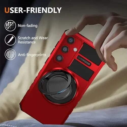 IYTRRYH Magnetic Stand Case for Samsung Galaxy S25 Plus Wireless Charging | S25+ Phone Case Compatible with MagSafe,with Screen Protector,Built-in 360° Kickstand,Shockproof Heavy Duty Protection,Red - 6