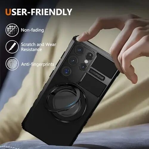 IYTRRYH Magnetic Stand Case for Samsung Galaxy S25 Ultra Wireless Charging | S25 Ultra Phone Case Compatible with MagSafe,with Screen Protector,with 360° Kickstand,Shockproof Heavy Duty Protection,Black - 5