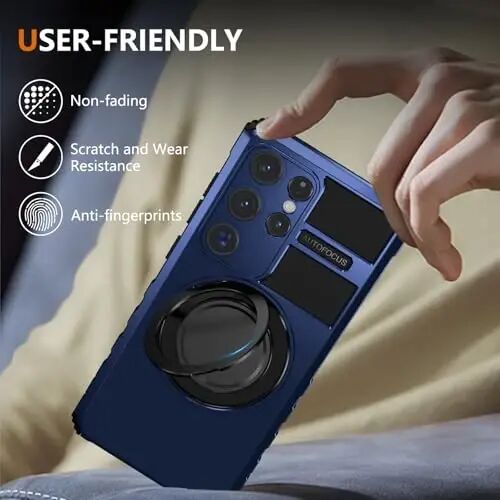 IYTRRYH Magnetic Stand Case for Samsung Galaxy S25 Ultra Wireless Charging | S25 Ultra Phone Case Compatible with MagSafe,with Screen Protector,with 360° Kickstand,Shockproof Heavy Duty Protection,Blue - 6