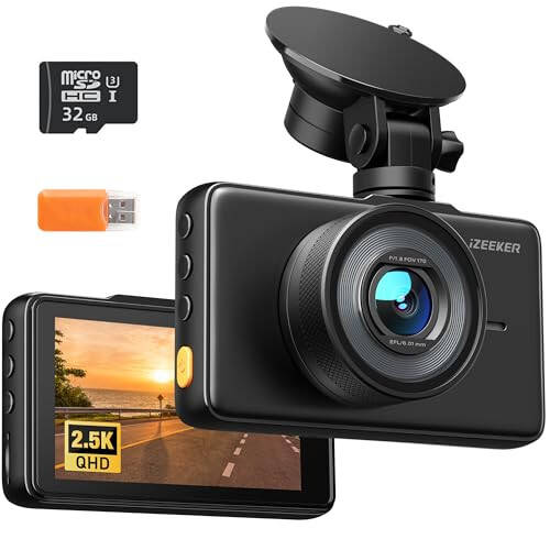 iZEEKER 2.5K Avtomobil Kamerasi, 1440P QHD, Bepul 32GB Karta Ega, 3