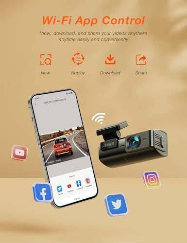 iZEEKER 2.5K Dash Cam WiFi Видеорегистратор для автомобилей, Мини-автомобильная камера 1440P Передние видеорегистраторы с приложением, Бесплатная карта на 32 ГБ, Ночное видение, WDR, G-сенсор, Циклическая запись, Поддержка режима парковки 24/7 - 5