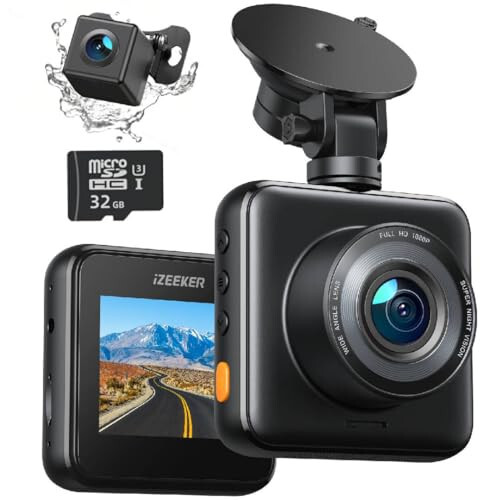 iZEEKER Ön ve Arka Dash Cam SD Kartlı, 1080P Tam HD Araç Kamerası Gizli Tasarımla, Kazaları Kaydeden Çift Dash Kamera, Park Sensörü, Gece Görüşü, WDR - 8