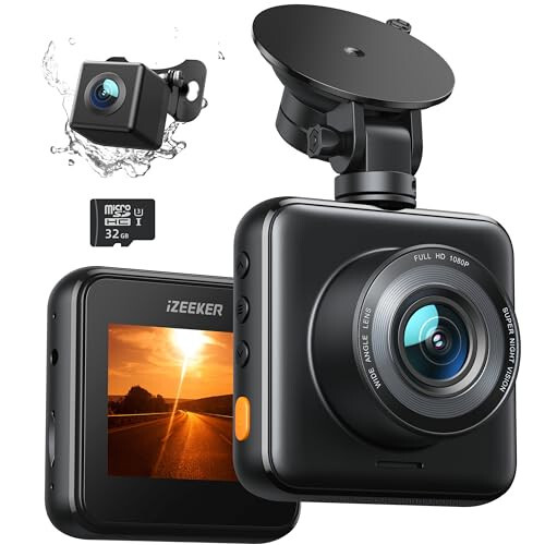 iZEEKER Ön ve Arka Dash Cam SD Kartlı, 1080P Tam HD Araç Kamerası Gizli Tasarımla, Kazaları Kaydeden Çift Dash Kamera, Park Sensörü, Gece Görüşü, WDR - 13