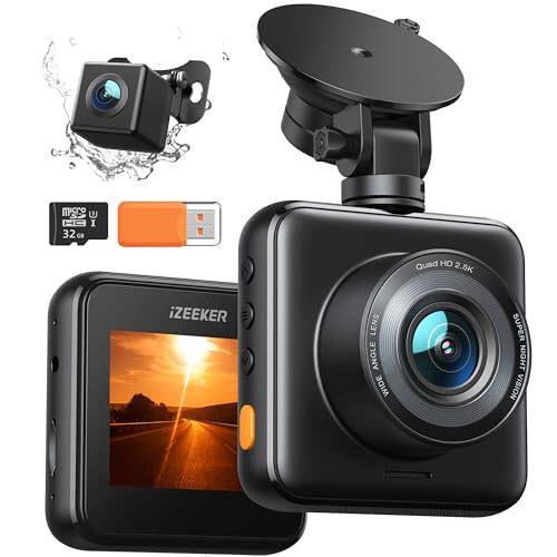 iZEEKER Ön ve Arka Dash Cam SD Kartlı, 1080P Tam HD Araç Kamerası Gizli Tasarımla, Kazaları Kaydeden Çift Dash Kamera, Park Sensörü, Gece Görüşü, WDR - 2