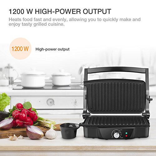 Изготовитель Панини, iSiLER 2 Slice Panini Press Grill, Сэндвичница с антипригарным покрытием, открывается на 180 градусов для Панини - 3