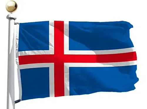 Iceland Flag Large 3x5 Ft, Moderate-Outdoor Both Sides 100D Polyester,Canvas Header and Double Stitched - Brass Grommets for Easy Display, 3' x 5' House Icelandic Flags 