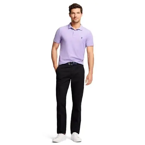IZOD Men's Saltwater Stretch Flat-Front Chino Pants, Pale Khaki Slim, 32W x 34L - MODAZONE (1)