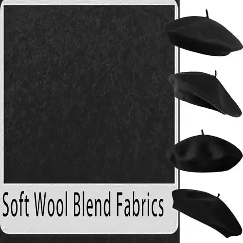 IZUS Women French Beret Hat Solid Artist Hat Wool Adult Beret Winter Warm Beanie Cap Fashion Ladies Men - 3