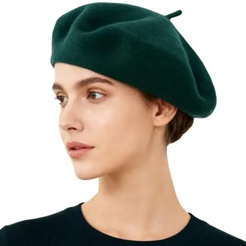 IZUS Women French Beret Hat Solid Artist Hat Wool Adult Beret Winter Warm Beanie Cap Fashion Ladies Men - 1