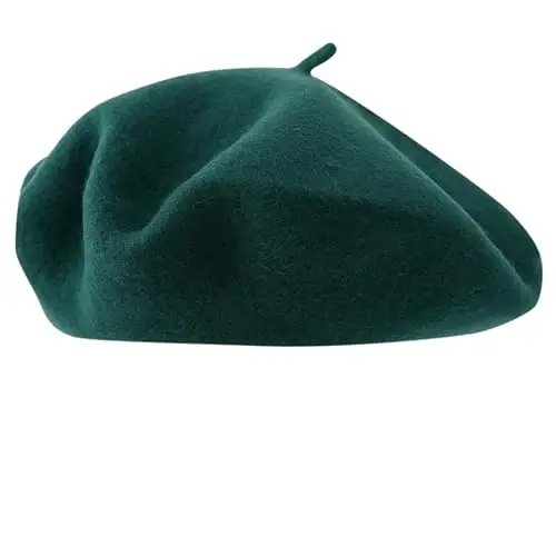 IZUS Women French Beret Hat Solid Artist Hat Wool Adult Beret Winter Warm Beanie Cap Fashion Ladies Men - 6