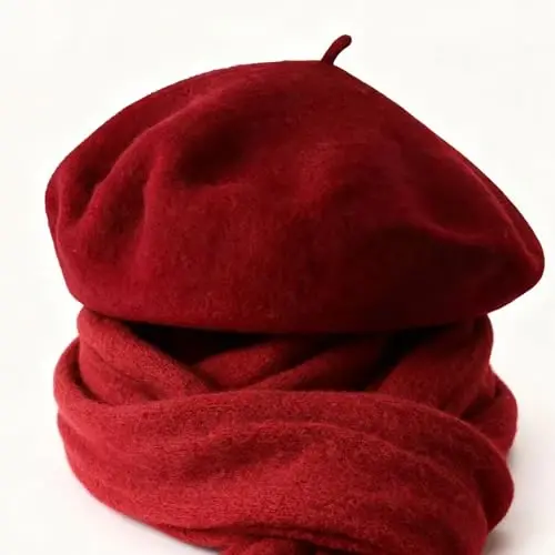 IZUS Women French Beret Hat Solid Artist Hat Wool Adult Beret Winter Warm Beanie Cap Fashion Ladies Men - 5