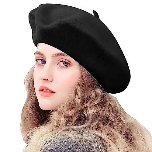 IZUS Women French Beret Hat Solid Artist Hat Wool Adult Beret Winter Warm Beanie Cap Fashion Ladies Men 