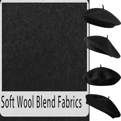 IZUS Women French Beret Hat Solid Artist Hat Wool Adult Beret Winter Warm Beanie Cap Fashion Ladies Men - 3
