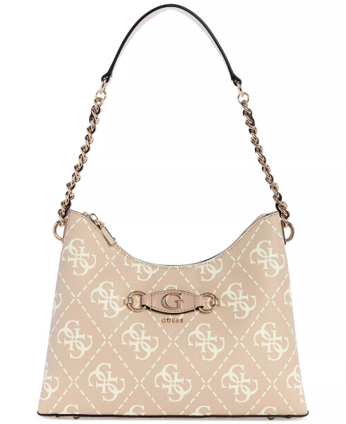 Izzy Small Top Zip Shoulder Bag Sand Logo - 1