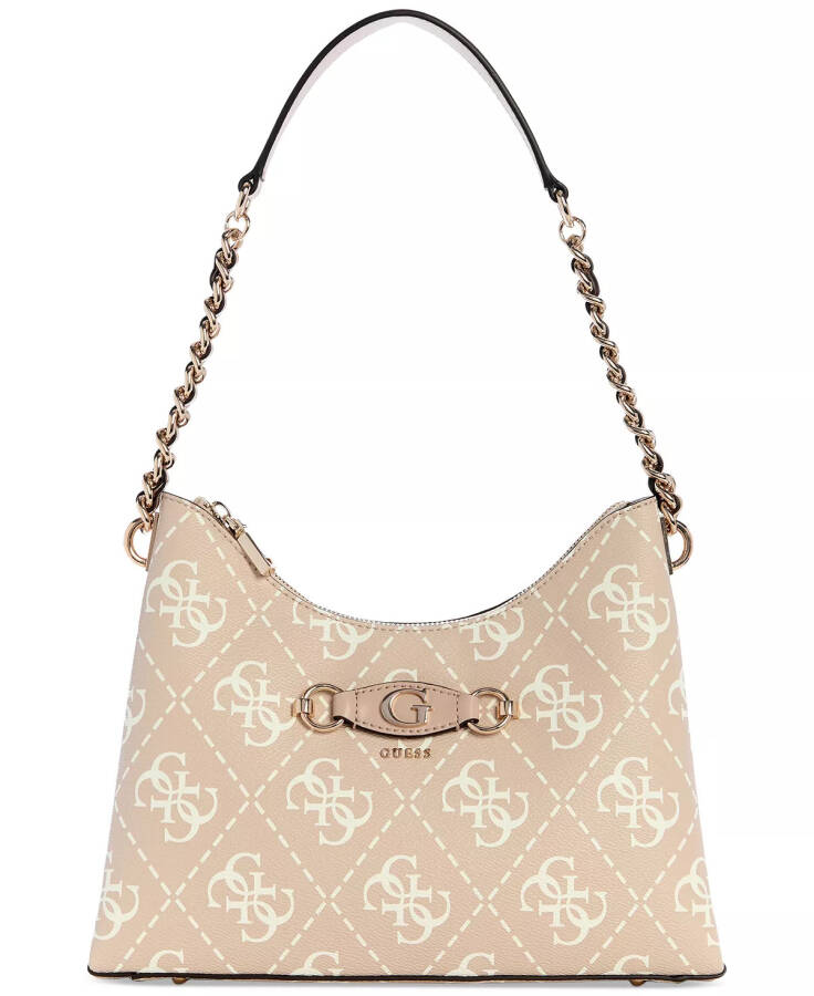 Izzy Small Top Zip Shoulder Bag Sand Logo - 1