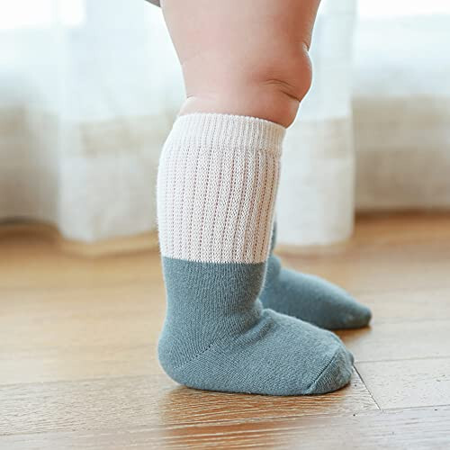 J Poqobog Baby Girls Boys Socks infant Cotton Crew Socks for newborn Non Slip/Anti Skid Toddler Knee-high Socks set - 34