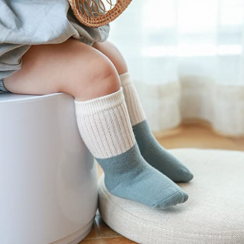 J Poqobog Baby Girls Boys Socks infant Cotton Crew Socks for newborn Non Slip/Anti Skid Toddler Knee-high Socks set - 23