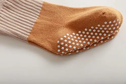 J Poqobog Baby Girls Boys Socks infant Cotton Crew Socks for newborn Non Slip/Anti Skid Toddler Knee-high Socks set - 5