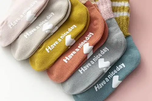 J Poqobog Baby Girls Boys Socks infant Cotton Crew Socks for newborn Non Slip/Anti Skid Toddler Knee-high Socks set - 3