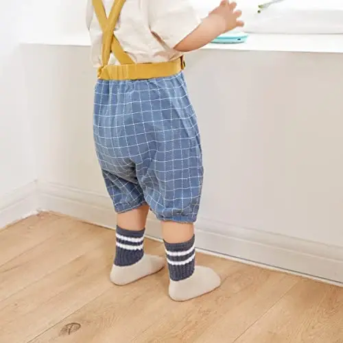 J Poqobog Baby Girls Boys Socks infant Cotton Crew Socks for newborn Non Slip/Anti Skid Toddler Knee-high Socks set - 2