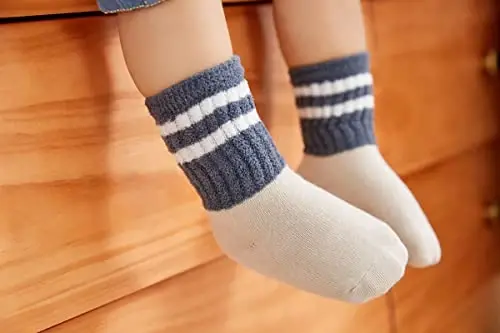 J Poqobog Baby Girls Boys Socks infant Cotton Crew Socks for newborn Non Slip/Anti Skid Toddler Knee-high Socks set - 5