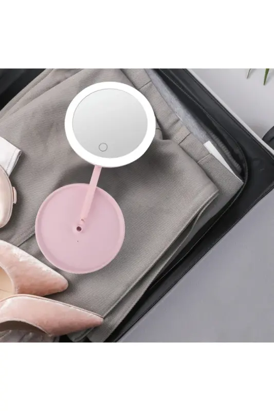 J56 Touch-Sensitive LED Lighted USB-Powered Round Tabletop Makeup Mirror White - 5