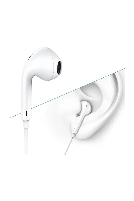 Jack Girişli Beyaz Kablolu Kulaklık Ios Android Uyumlu 3.5 mm Kulaklık Renkli-Siyah - 2