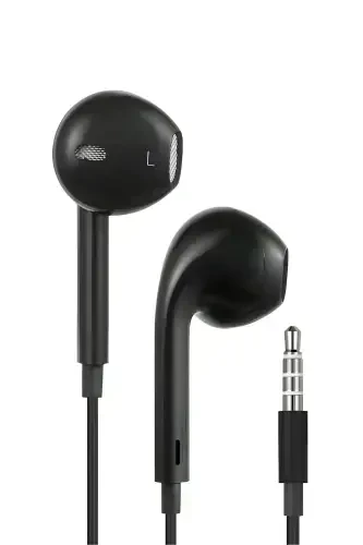 Jack Girişli Beyaz Kablolu Kulaklık Ios Android Uyumlu 3.5 mm Kulaklık Renkli-Siyah - 1