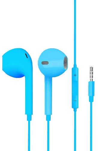 Jack Girişli Mavi Kablolu Kulaklık Ios Android Uyumlu 3.5 Mm Kulaklık - Mavi 