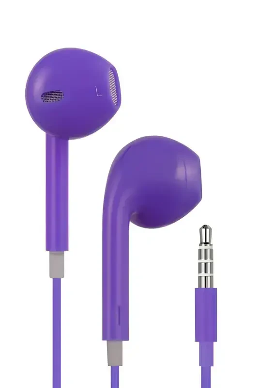Jack Girişli Mor Kablolu Kulaklık Ios Android Uyumlu 3.5 Mm Kulaklık Renkli-Mor - FAVORS