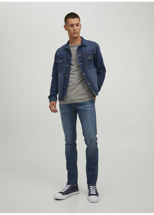 Jack & Jones 12223628_JJIGLENN JJIFOX JOS 547 50 Ko'k rangli erkaklar uchun past bel slim fit jinsi shimlari - 10