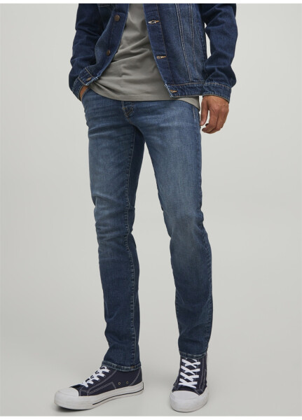 Jack & Jones 12223628_JJIGLENN JJIFOX JOS 547 50 Ko'k rangli erkaklar uchun past bel slim fit jinsi shimlari - 14