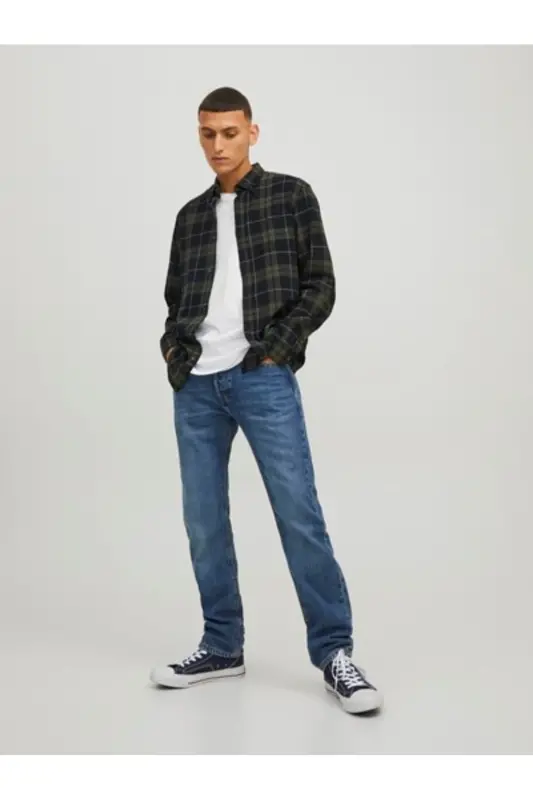 Jack & Jones 12259895 JJEWILLY CHECH SHIRT Рубашка Хаки Черный - 4