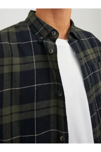 Jack & Jones 12259895 JJEWILLY CHECH SHIRT Shirt Khaki Black - 5