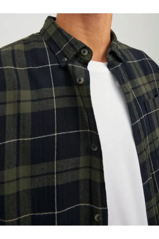 Jack & Jones 12259895 JJEWILLY CHECH SHIRT Shirt Khaki Black - 5