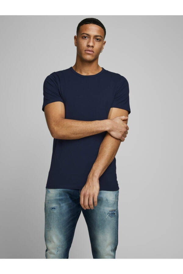 Jack Jones Basıc O-neck Tee S/s Noos Men's Tshırt 12058529 - MAVI - 1