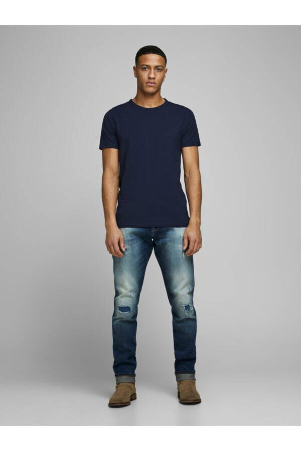 Jack Jones Basıc O-neck Tee S/s Noos Men's Tshırt 12058529 - MAVI - 2