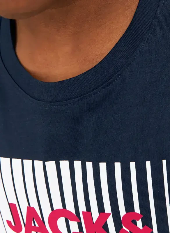 Jack & Jones Baskılı Lacivert Erkek Çocuk T-Shirt JJECORP LOGO TEE PLAY LS O-NECK NOO - 6