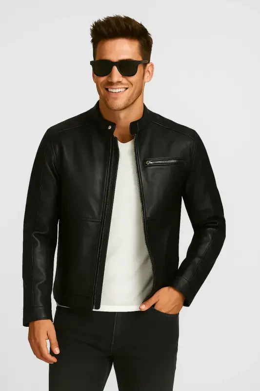 Jack Jones Biker Men's Black Leather Jacket - 12147218 - 6