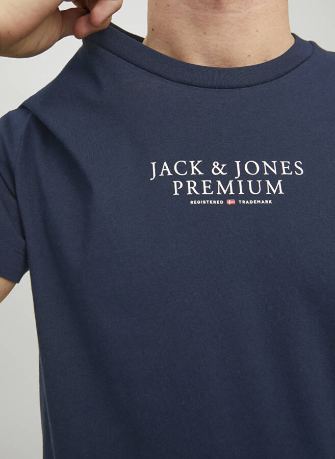 Jack & Jones Bisiklet Yaka Düz Lacivert Erkek T-Shirt - 2