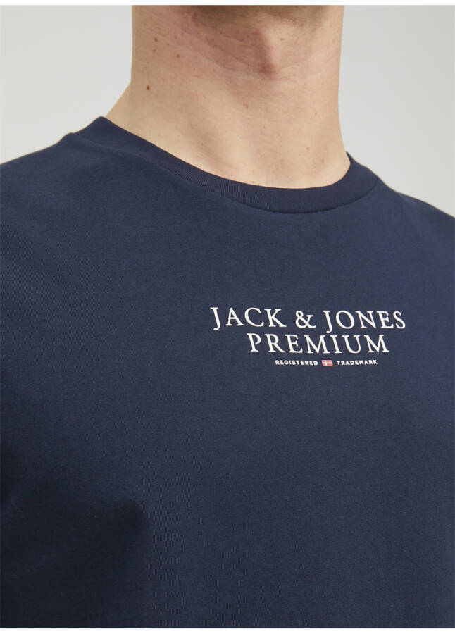 Jack & Jones Bisiklet Yaka Düz Lacivert Erkek T-Shirt - 14