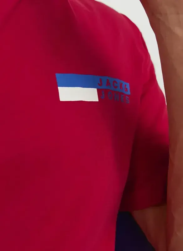 Jack & Jones Yuvarlak Yaka Kırmızı Erkek T-Shirt JJECORP LOGO TEE PLAY SS O-NECK NOO - JACK & JONES