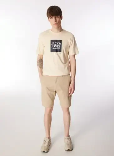 Jack & Jones Bisiklet Yaka Krem Erkek T-Shirt JORLAFAYETTE BOX TEE SS CREW NECK - JACK & JONES (1)