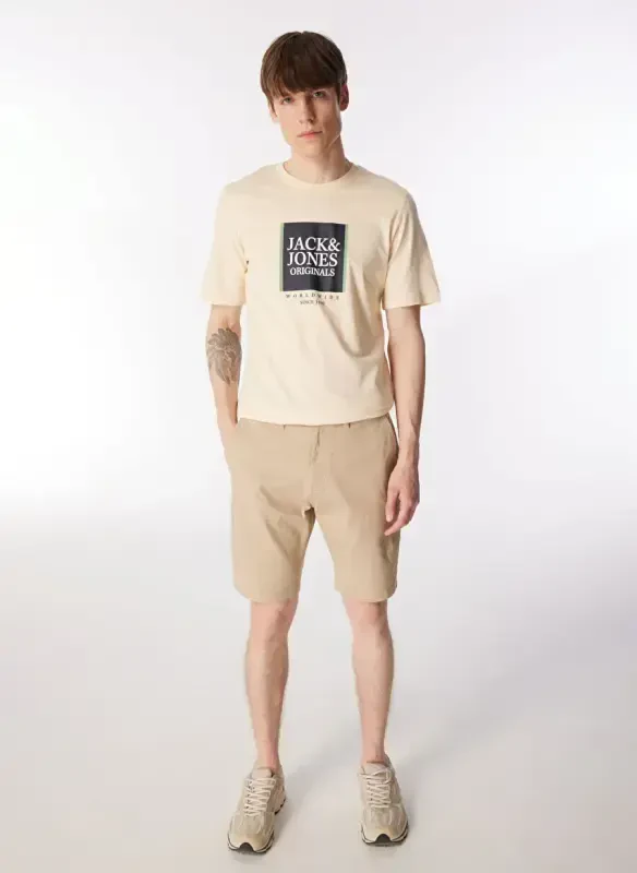 Jack & Jones Bisiklet Yaka Krem Erkek T-Shirt JORLAFAYETTE BOX TEE SS CREW NECK - 2