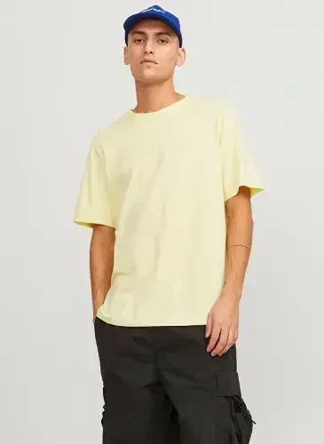 Jack & Jones Yuvarlak Yaka Krem Erkek T-Shirt JJEORGANIC BASIC TEE SS O-NECK NOOS - JACK & JONES (1)
