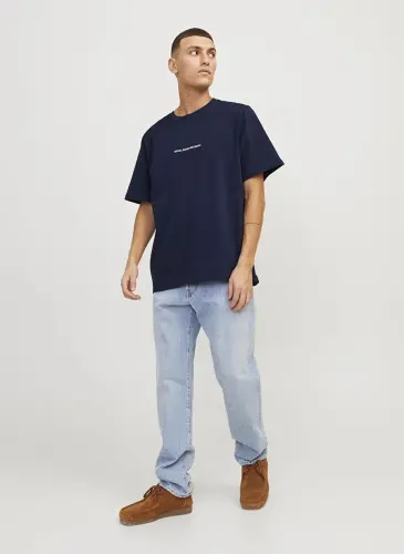 Jack & Jones Yuvarlak Yaka Lacivert Erkek T-Shirt RDDODIS TEE S/S CREW NECK SN - 4