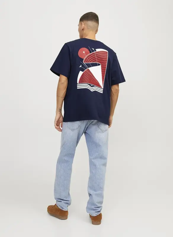 Jack & Jones Yuvarlak Yaka Lacivert Erkek T-Shirt RDDODIS TEE S/S CREW NECK SN - 5